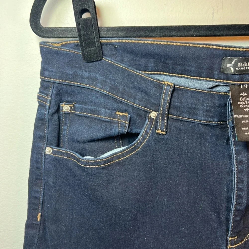 Nanette Lepore Women's Belle High Rise Bootcut Jeans Dark Blue Denim Pants Sz 14